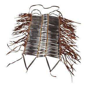 Vintage Handmade Native American Style Bone Hairpipe W/Brass Beads Breastplate